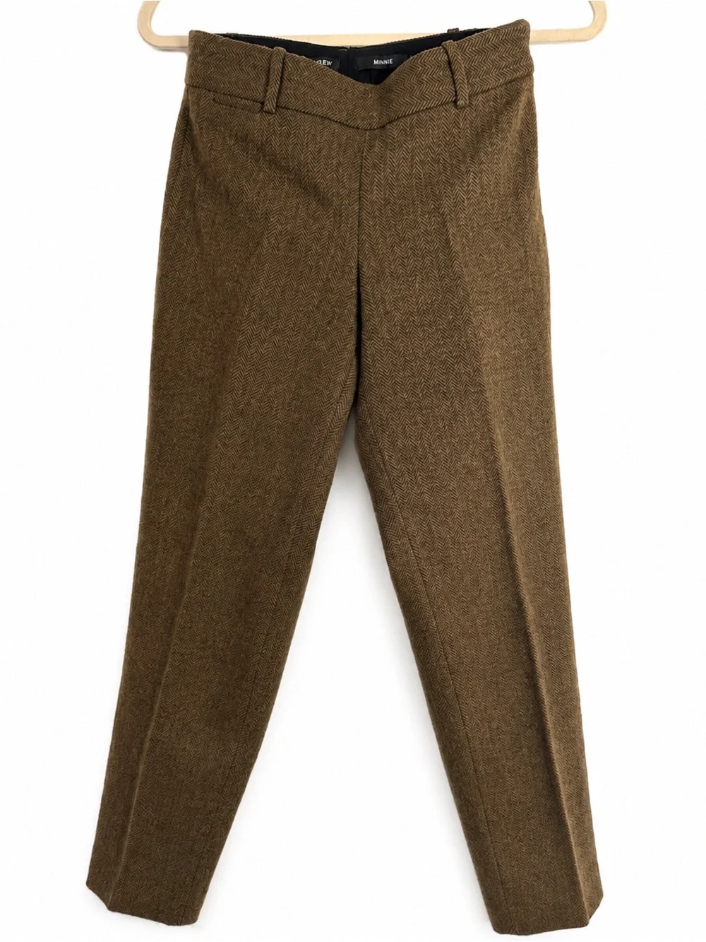 J.Crew Minnie Brown Tailored Herringbone Women's Trousers Size 0-2